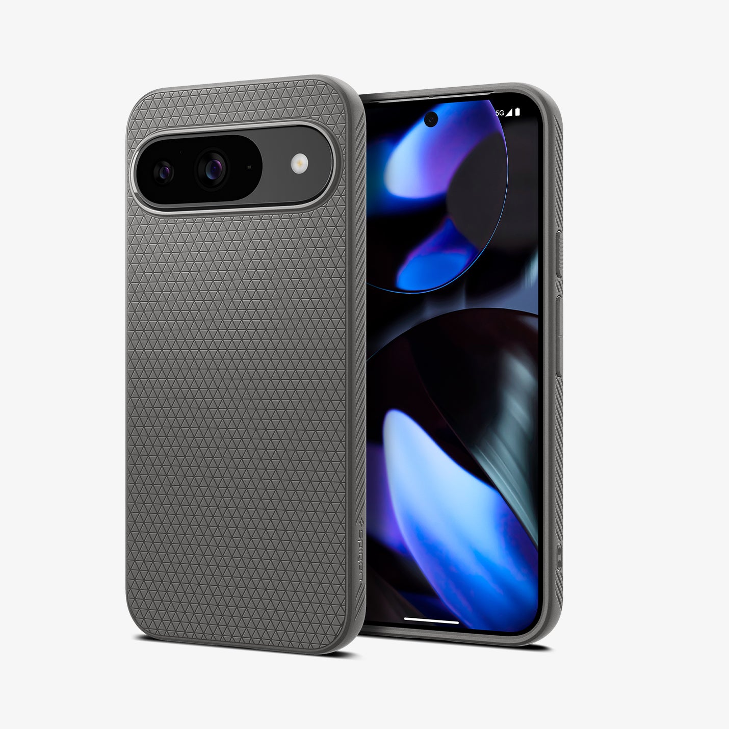 ACS07684 - Pixel 9 Pro Case Liquid Air in Marble Gray showing the back, partial side and front