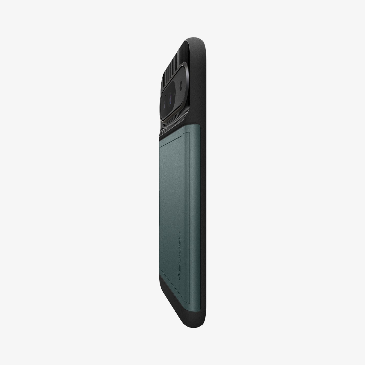 ACS07696 - Pixel 9 Pro Case Slim Armor CS in Abyss Green showing the partial back and side