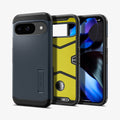 ACS07693 - Pixel 9 Pro Case Tough Armor in Metal Slate showing the back, inside and front