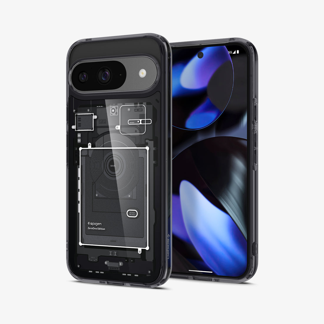 ACS07688 - Pixel 9 Pro Case Ultra Hybrid Zero One in Zero One showing the back, partial side and front