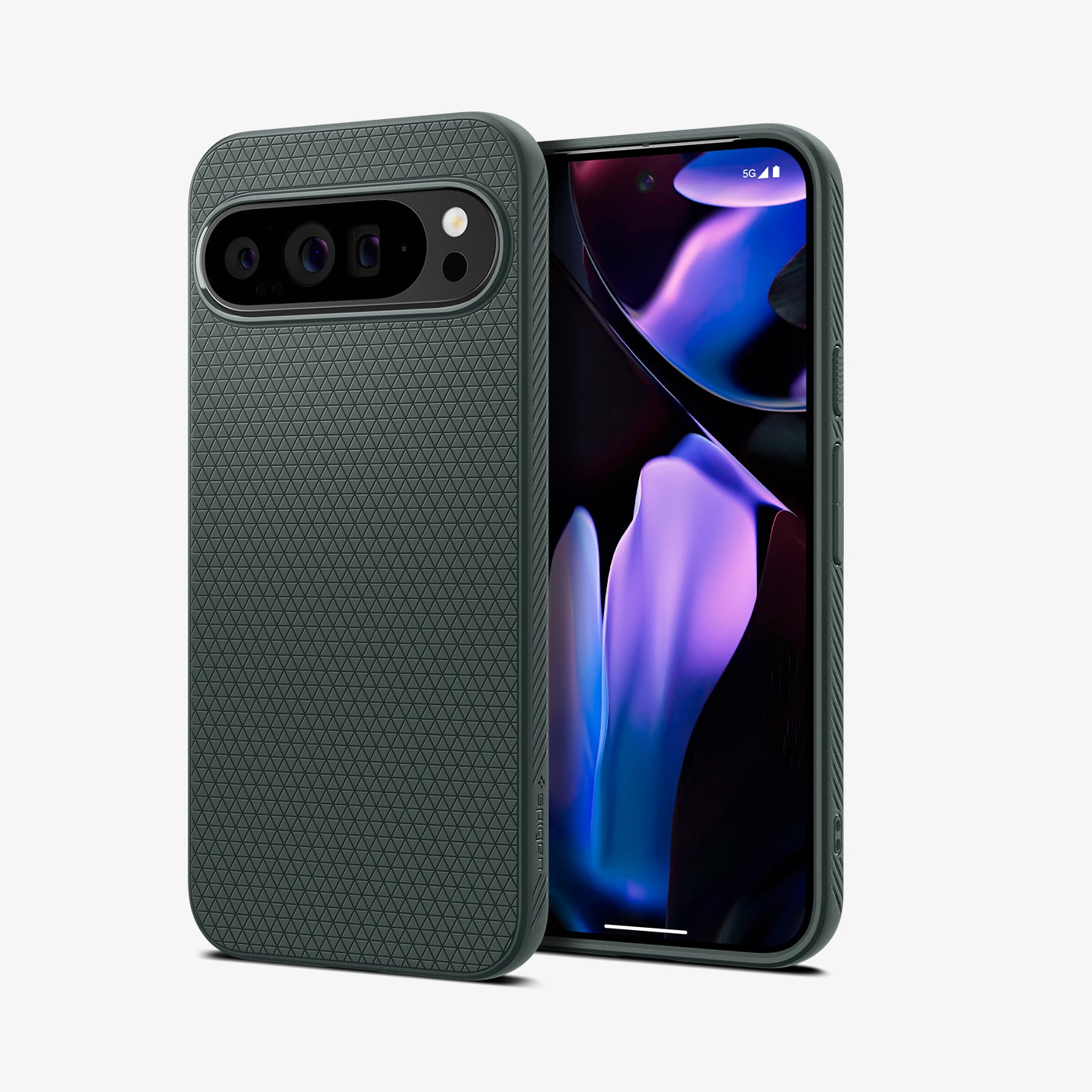 ACS07717 - Pixel 9 Pro XL Case Liquid Air in Abyss Green showing the back, partial side and front