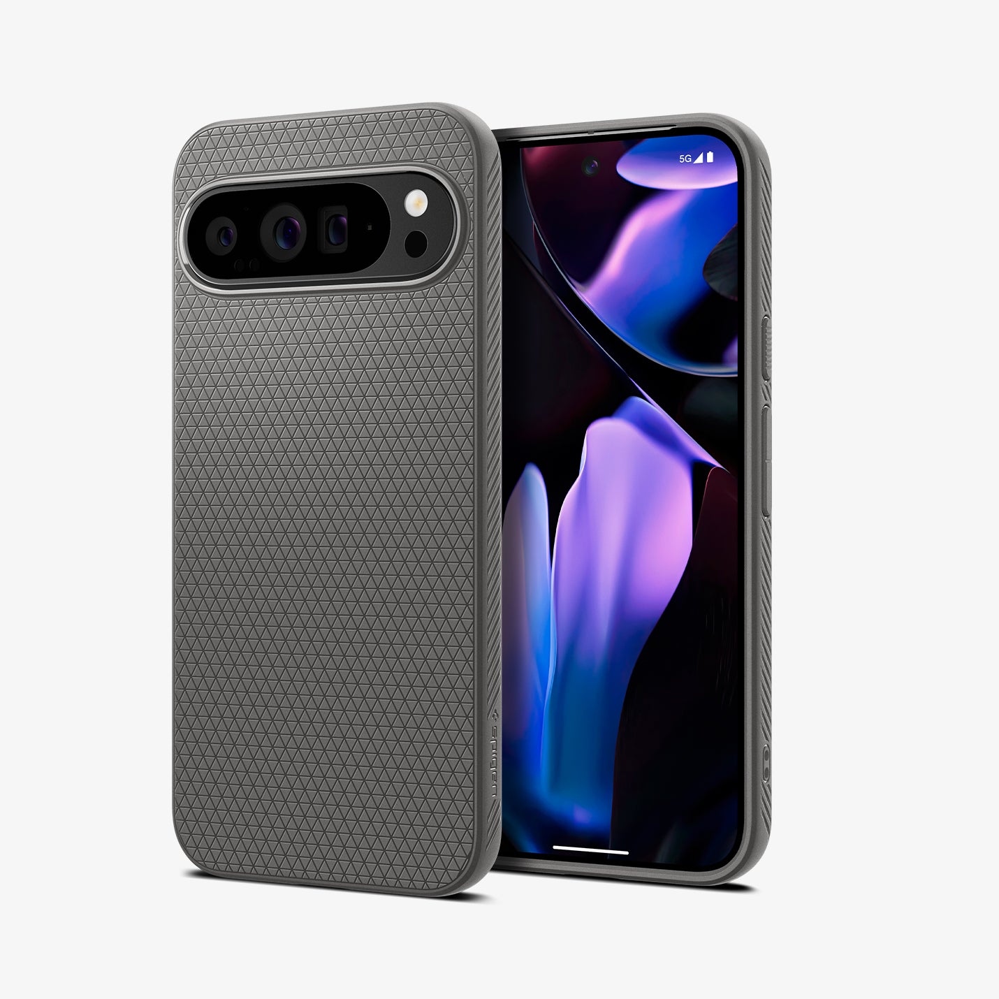 ACS07718 - Pixel 9 Pro XL Case Liquid Air in Marble Gray showing the back, partial side and front