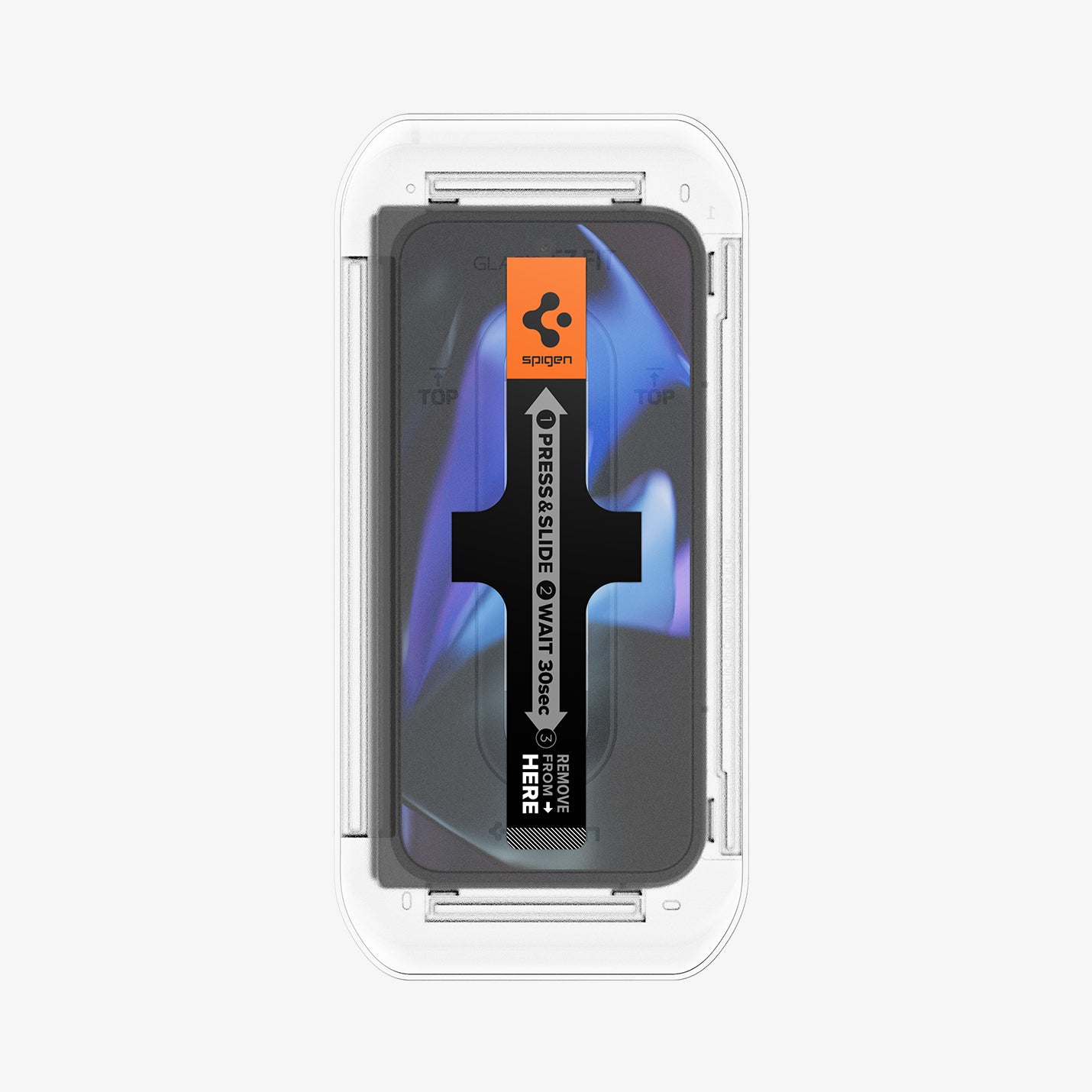 AGL07873 - Pixel 9 Pro Fold GLAS.tR EZ Fit Screen Protector showing the front with ez fit tray installed onto device