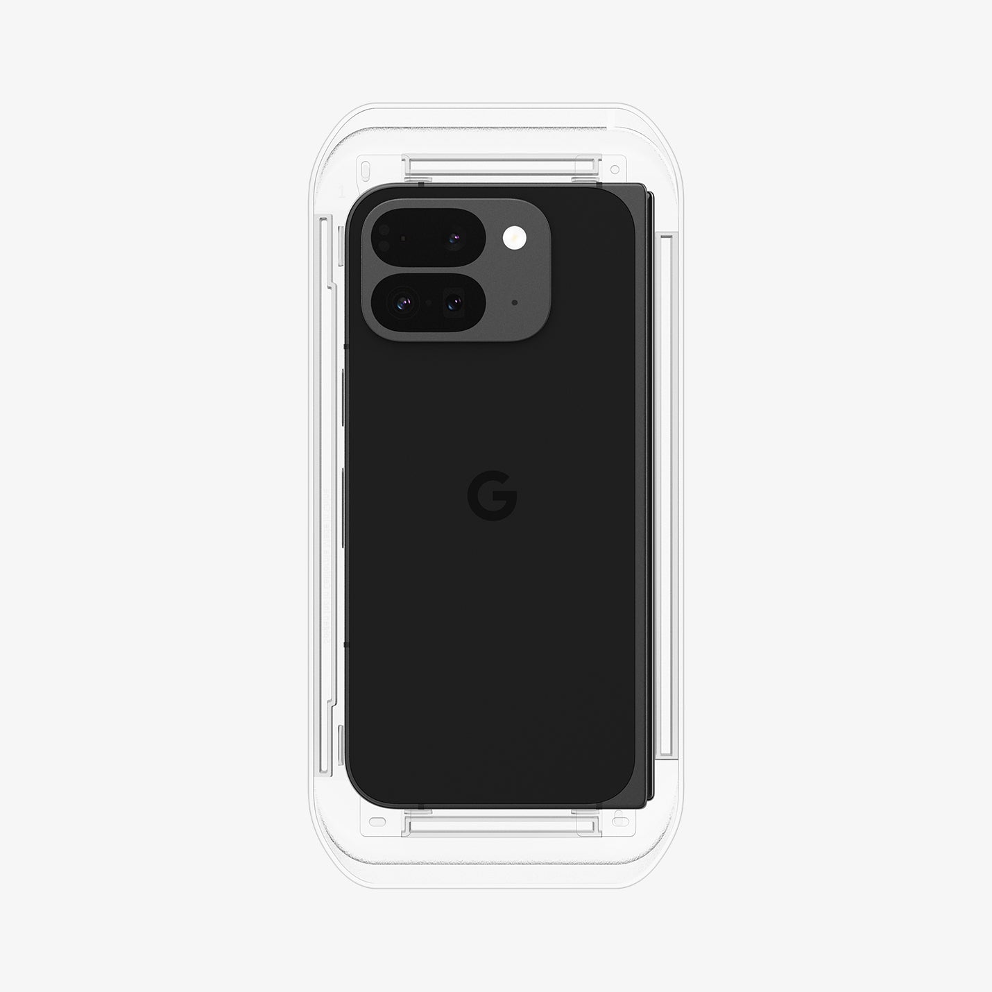 AGL07873 - Pixel 9 Pro Fold GLAS.tR EZ Fit Screen Protector showing the back with ez fit tray installed onto device