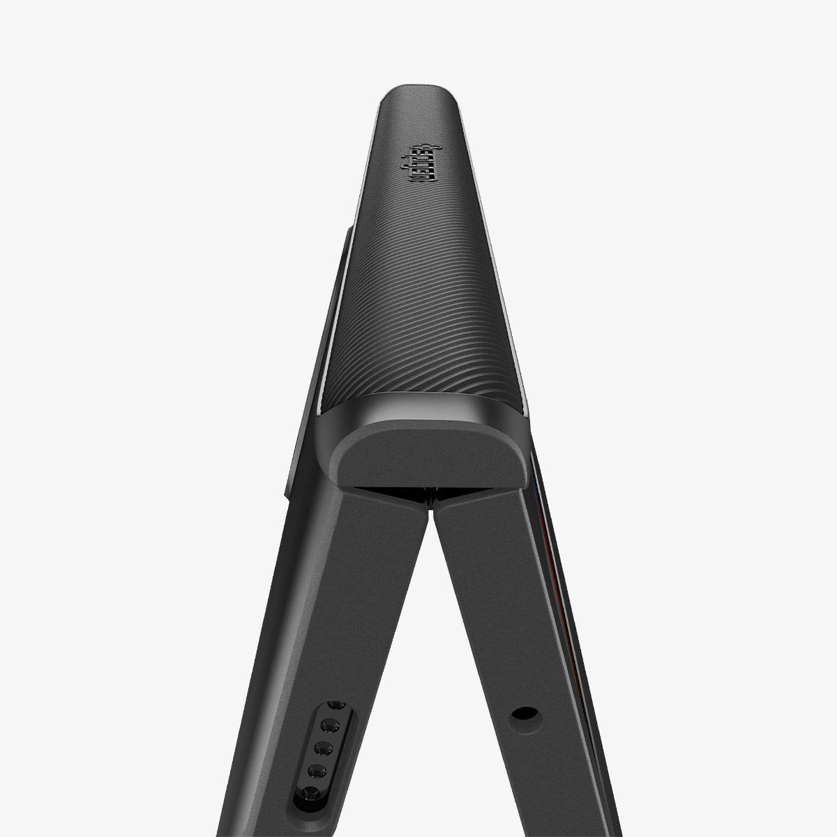 ACS07587 - Pixel Fold 2 Case Slim Armor Pro in Black showing the hinge and partial bottom zoomed in