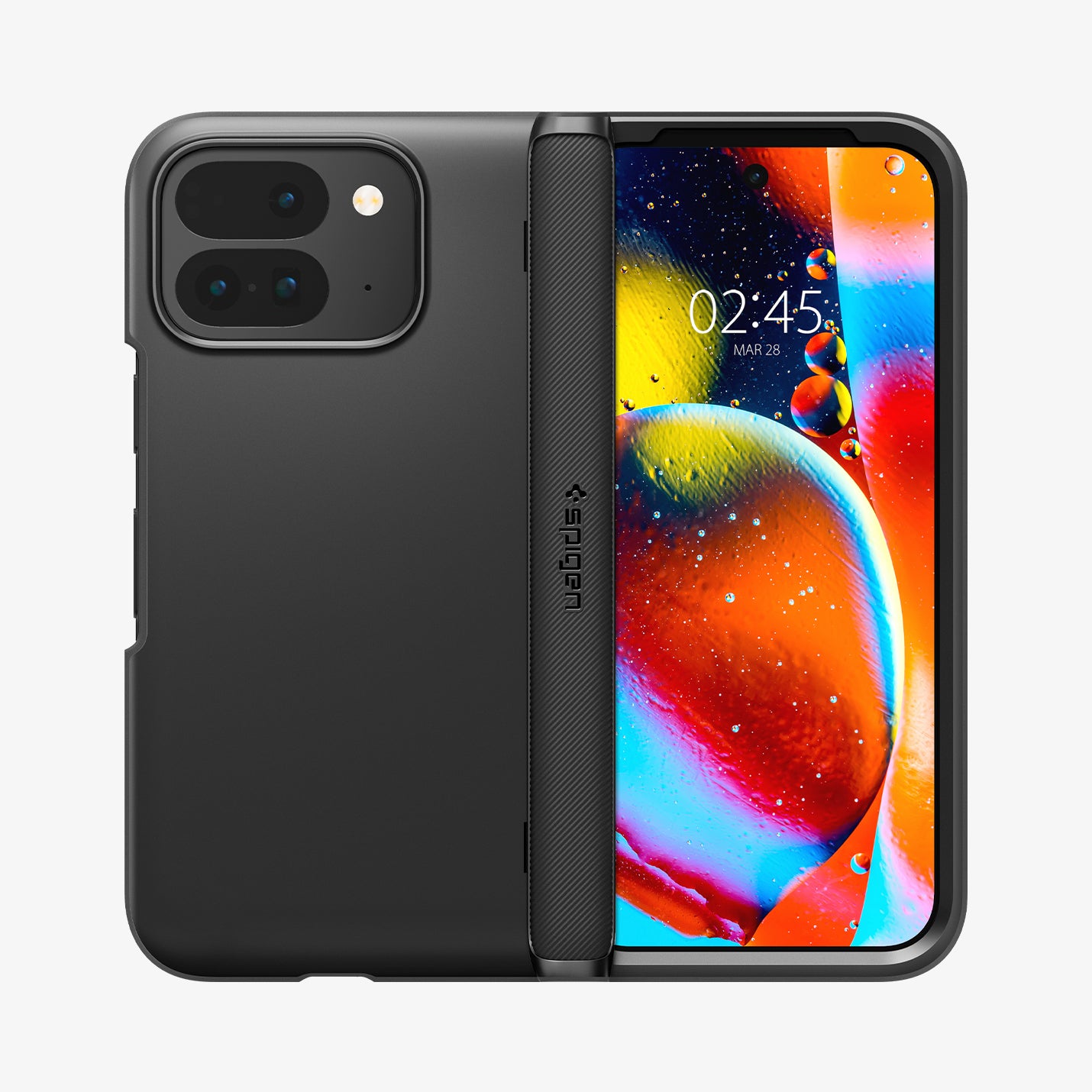ACS07587 - Pixel Fold 2 Case Slim Armor Pro in Black showing the back and front