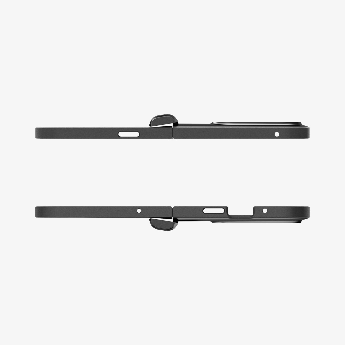ACS07587 - Pixel Fold 2 Case Slim Armor Pro in Black showing the top and bottom fully open