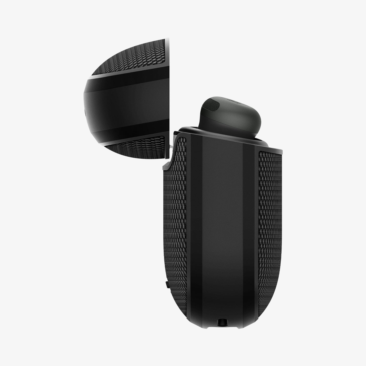 ACS07605 - Pixel Buds Pro 2 Series Case Classic Fit in black showing the side, top open