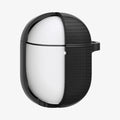 ACS07605 - Pixel Buds Pro 2 Series Case Classic Fit in black showing the front, cut in half exposing the inner of the buds