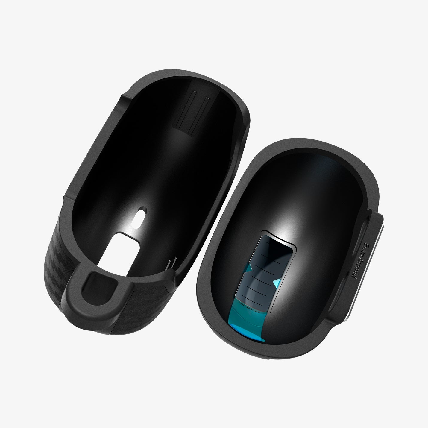 ACS07649 - Pixel Buds Pro 2 Case Enzo Aramid in Matte Black showing the inner of top and bottom