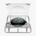 AFL08524 - Pixel Watch 3 (41mm) EliteShield EZ Fit in Clear showing the top of installation tray hovering in front of the face watch attached to another installation tray