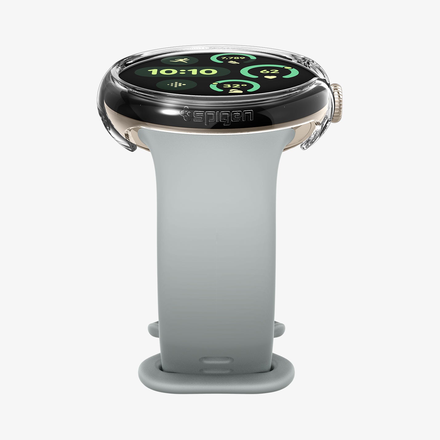 ACS07391 - Pixel Watch 2 Case Thin Fit in Crystal Clear showing the partial front and side 