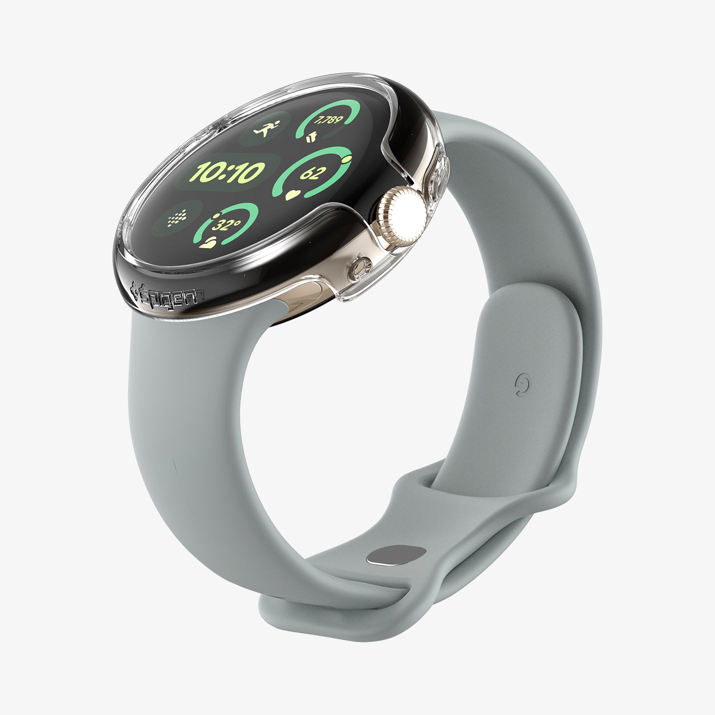 ACS07391 - Pixel Watch 2 Case Thin Fit in Crystal Clear showing the front, sides and body of the watch