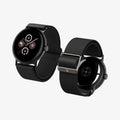 AMP07601 - Pixel Watch 3 (45mm) Case Lite Fit in Black showing the partial sides, back and partial inner side of the band of 2 pixel watches side by side