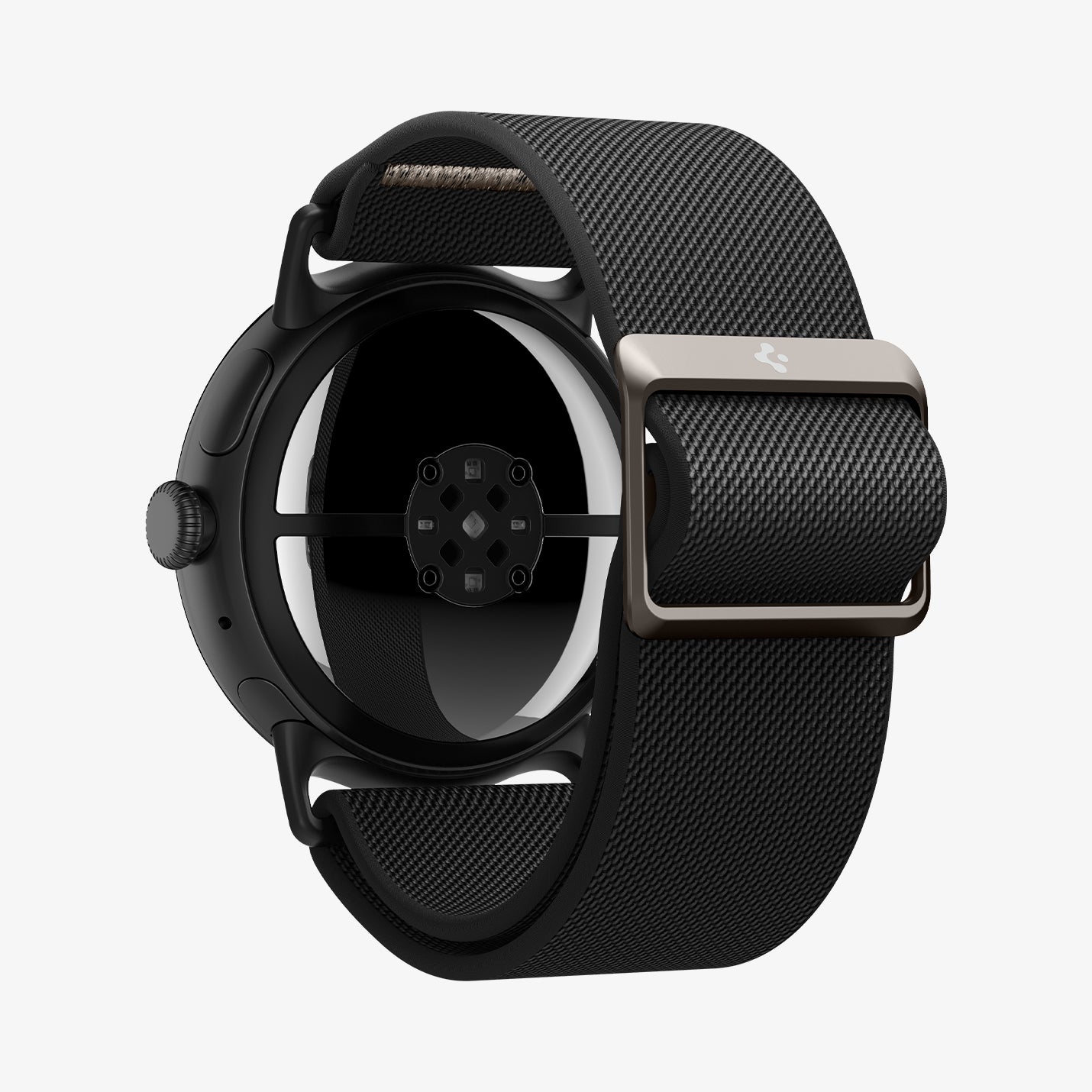 AMP07601 - Pixel Watch 5 (45mm) Lite Fit Black rear view displaying the seamless connector and secure attachment system.