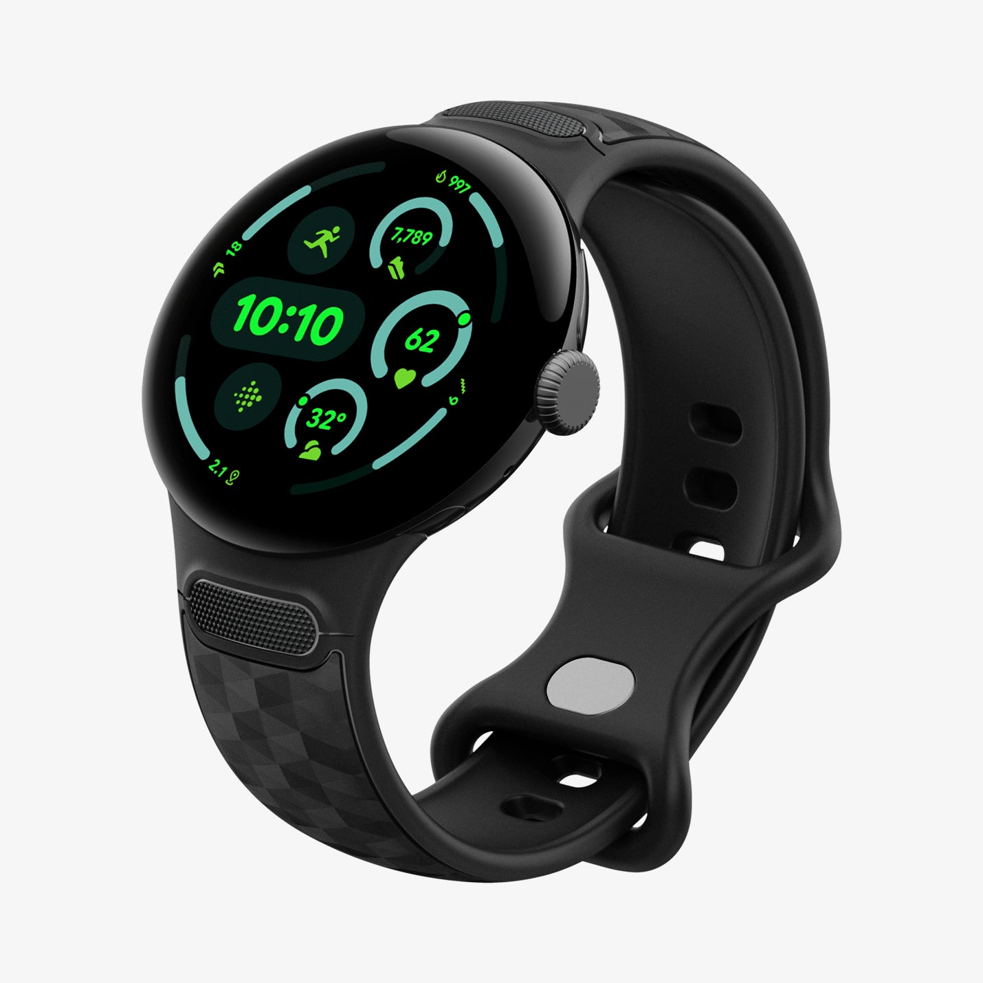 AMP10192 - GWdde Parallax Watch Band in black showing the front and side