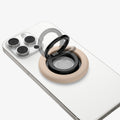 AMP09031 - MagSafe Phone Holder Nano Pop (MagFit) in Coconut Beige showing the front of the phone holder  and it's flexibility