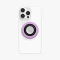 AMP09030 - MagSafe Phone Holder Nano Pop (MagFit) in Grape Purple showing the front attached to the back of the device