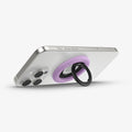 AMP09030 - MagSafe Phone Holder Nano Pop (MagFit) in Grape Purple showing the front of the phone holder, ring propped up as a stand attached to the back of the device