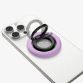 AMP09030 - MagSafe Phone Holder Nano Pop (MagFit) in Grape Purple showing the front of the phone holder  and it's flexibility