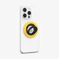 AMP09027 - MagSafe Phone Holder Nano Pop (MagFit) in Mango Yellow showing the front of the phone holder attached to the back of the device