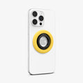AMP09027 - MagSafe Phone Holder Nano Pop (MagFit) in Mango Yellow showing the front and side of the phone ring attached to the back of the device