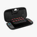 AGP10204 - Nintendo Switch 2 Klasden Pouch Renewed in Charcoal Gray showing the inner, with device and airtag inside