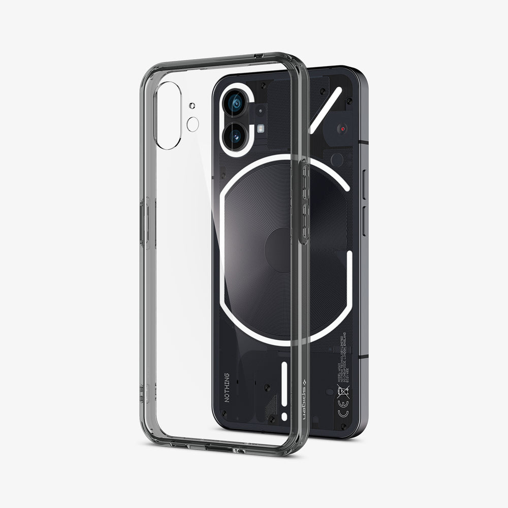 ACS05422 - Nothing Phone 1 Case Ultra Hybrid showing the back with case hovering behind the device