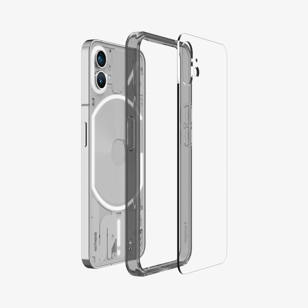ACS05422 - Nothing Phone 1 Case Ultra Hybrid showing the multiple layers of case hovering away from the device