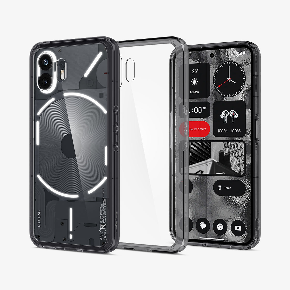 Nothing Case ACS06542 - Nothing Phone 2 Case Ultra Hybrid showing the back, inside ...
