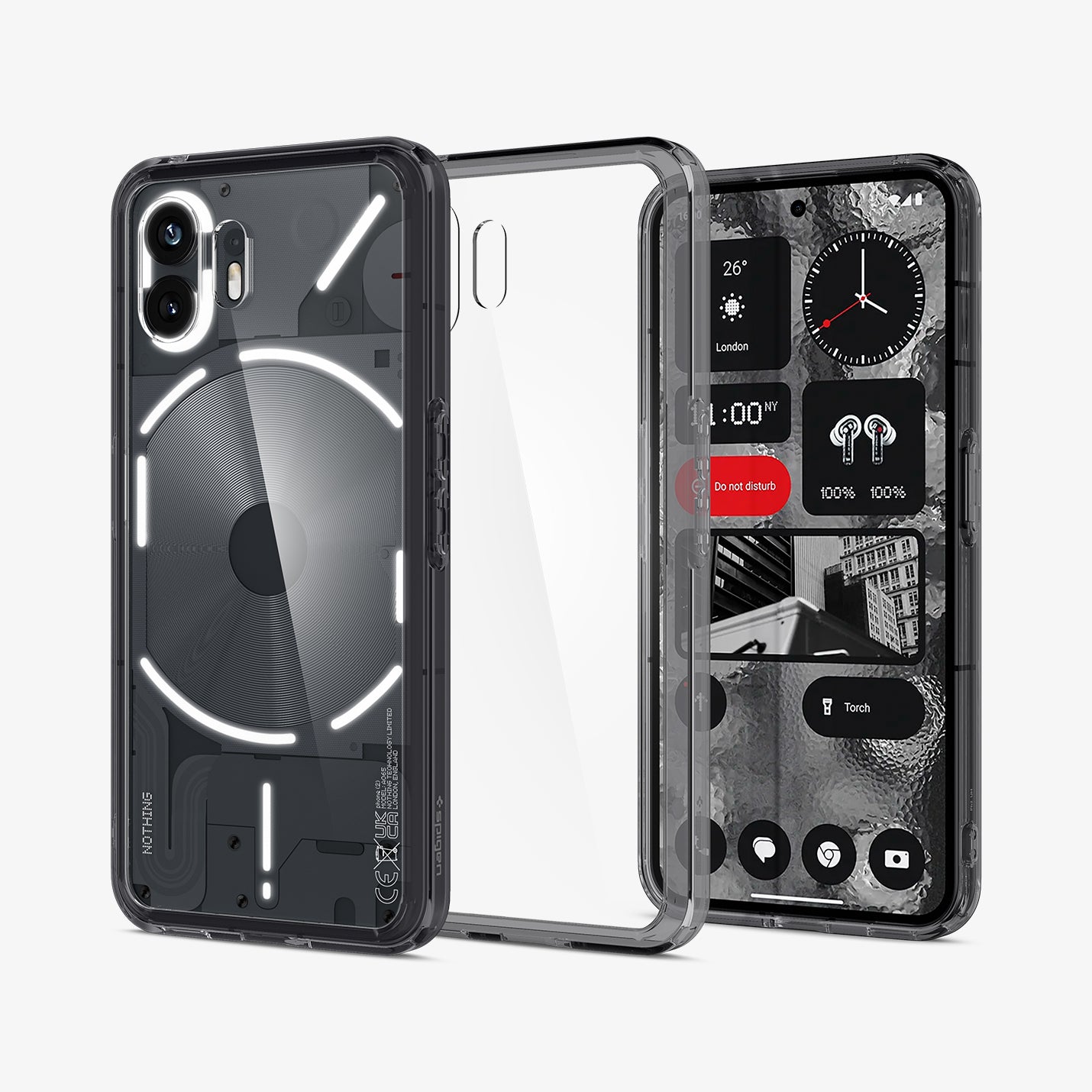 ACS06542 - Nothing Phone 2 Case Ultra Hybrid showing the back, inside and front