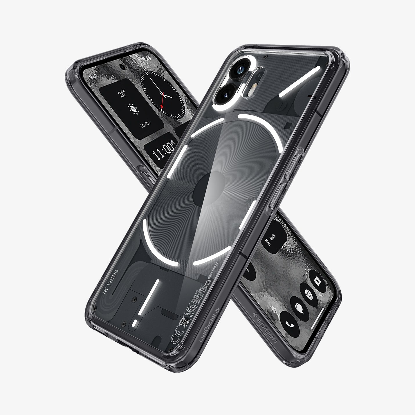 ACS06542 - Nothing Phone 2 Case Ultra Hybrid showing the back, front and sides