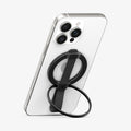 AMP08551 - O-Mag Magnetic Phone Holder (MagFit) | OM103 in Black showing the front, attached to the back of the device propped up as a kickstand