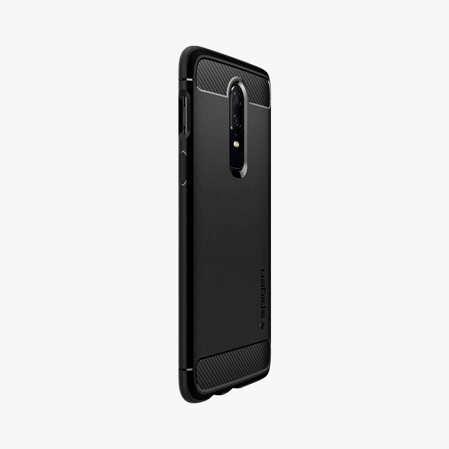 K06CS23358 - OnePlus 6 Rugged Armor Case in Black showing the back and partial side
