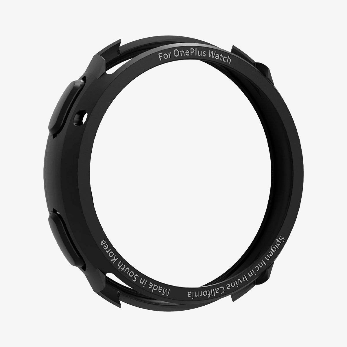 ACS03009 - OnePlus Watch Series Case Liquid Air in matte black showing the front and side