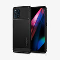 ACS03366 - OPPO Find X3 Pro Case Rugged Armor in black showing the back and front