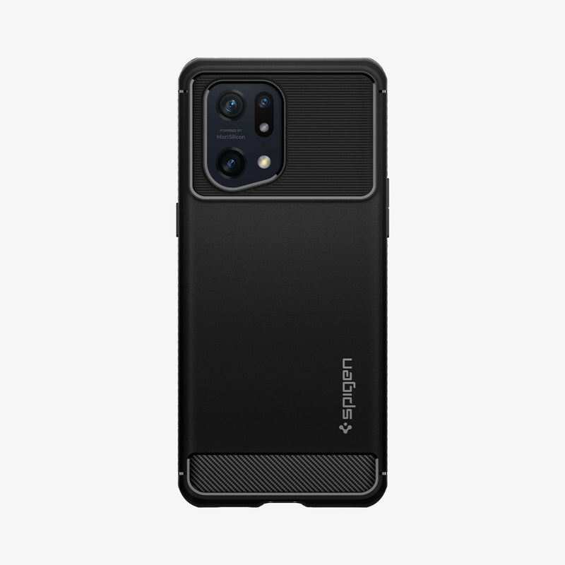 ACS04451 - OPPO Find X5 Pro Case Rugged Armor in black showing the back