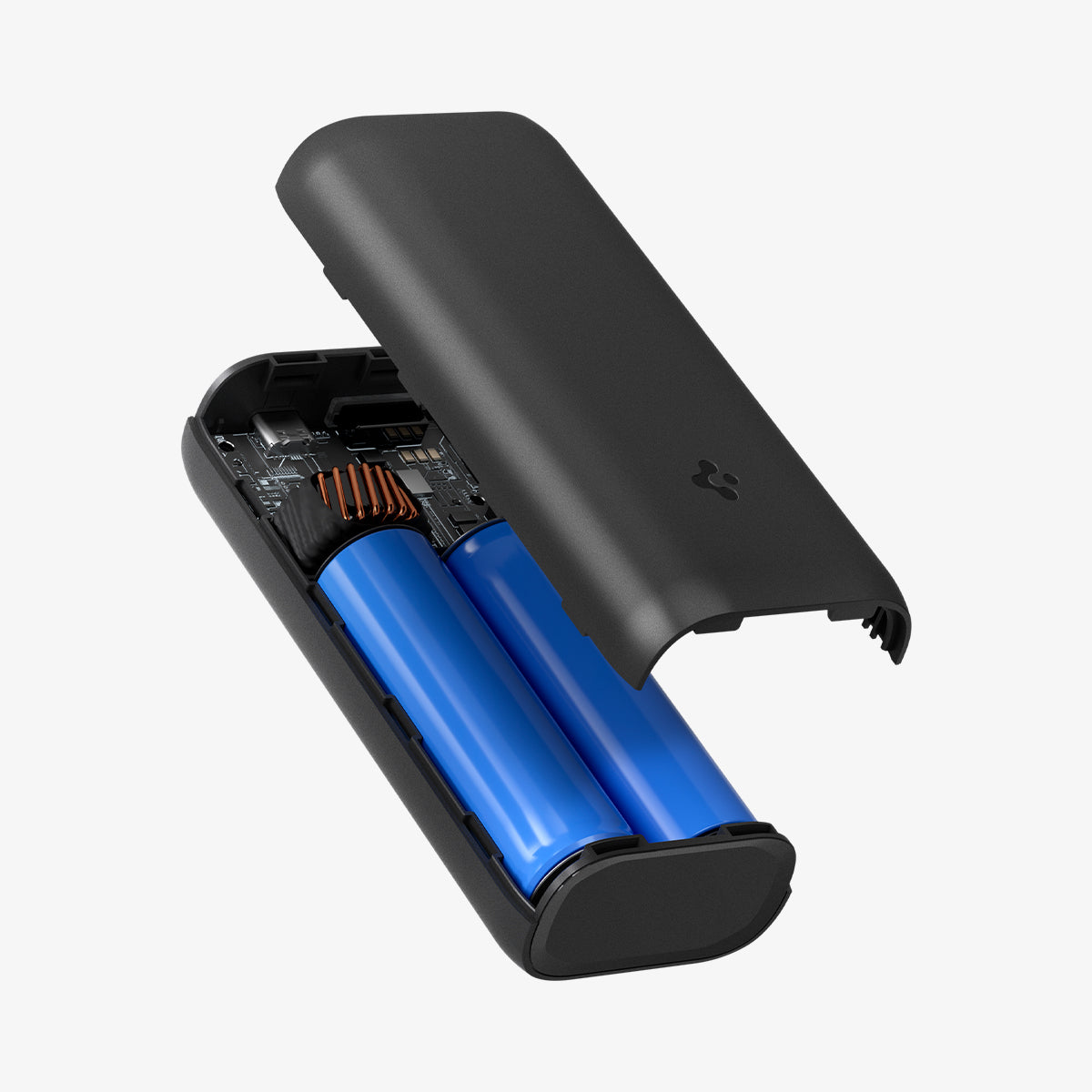 ABA04268 - ArcPack™ Portable Charger PA2100 in Black showing the inner of a portable charger with 2 batteries