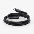 ACA06840 - ArcWire™ USB-C to USB-C Cable PB2203 in Black showing  the 2 head pins of a charger cable rolled up for storage