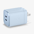 ACH05162 - ArcStation™ Pro GaN 652 Dual USB-C Wall Charger PE2204 in Sierra Blue showing both sides and top of the wall charger on a flat surface