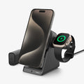 ACH05785 - ArcField™ 3-in-1 Wireless Charger PF2203US (MagFit) in Black showing the partial side and front with multiple devices charging up
