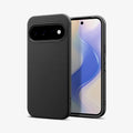 ACS11438 - Pixel 11 Liquid Air Matte Black front and back angled views show the textured pattern, slim profile, and precise fit.
