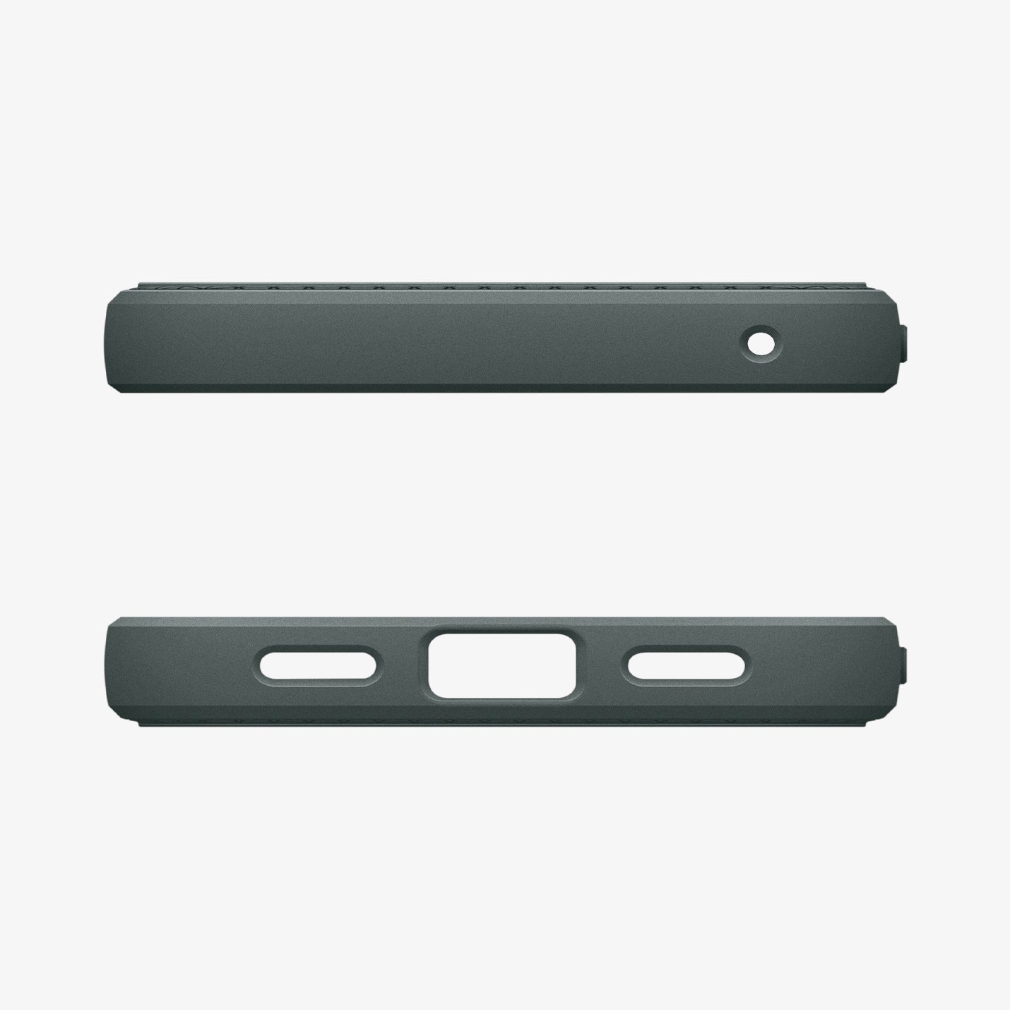 ACS11853 - Pixel 11 Liquid Air (Mag Fit) Abyss Green top and bottom views showing the camera cutout, charging port opening, speaker cutouts, and integrated strap hole.