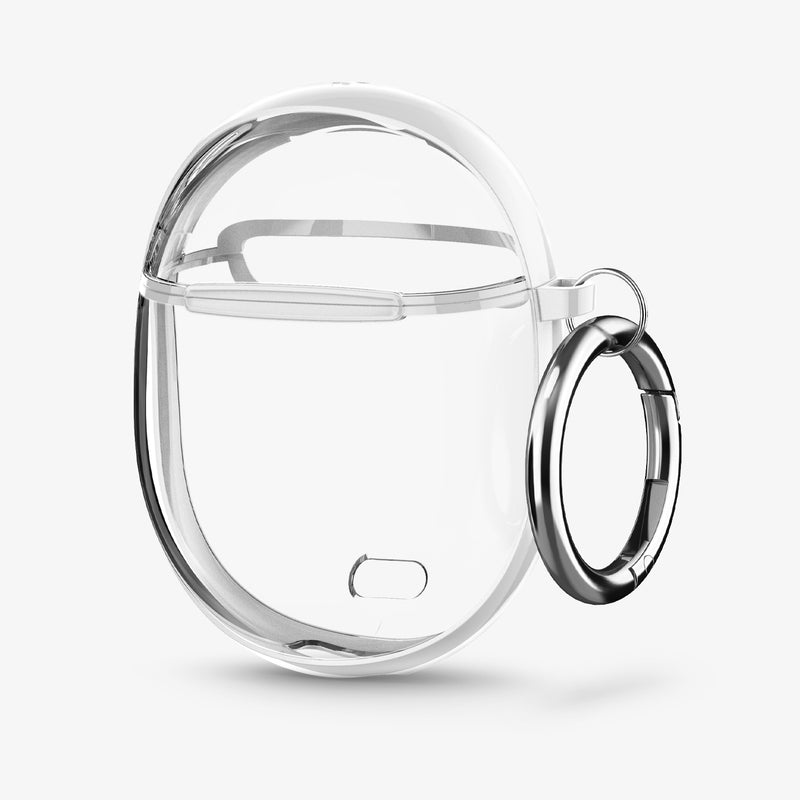 ACS05134 - Pixel Buds Pro Case Ultra Hybrid in jet white showing the front, side and carabiner with no pixel buds inside