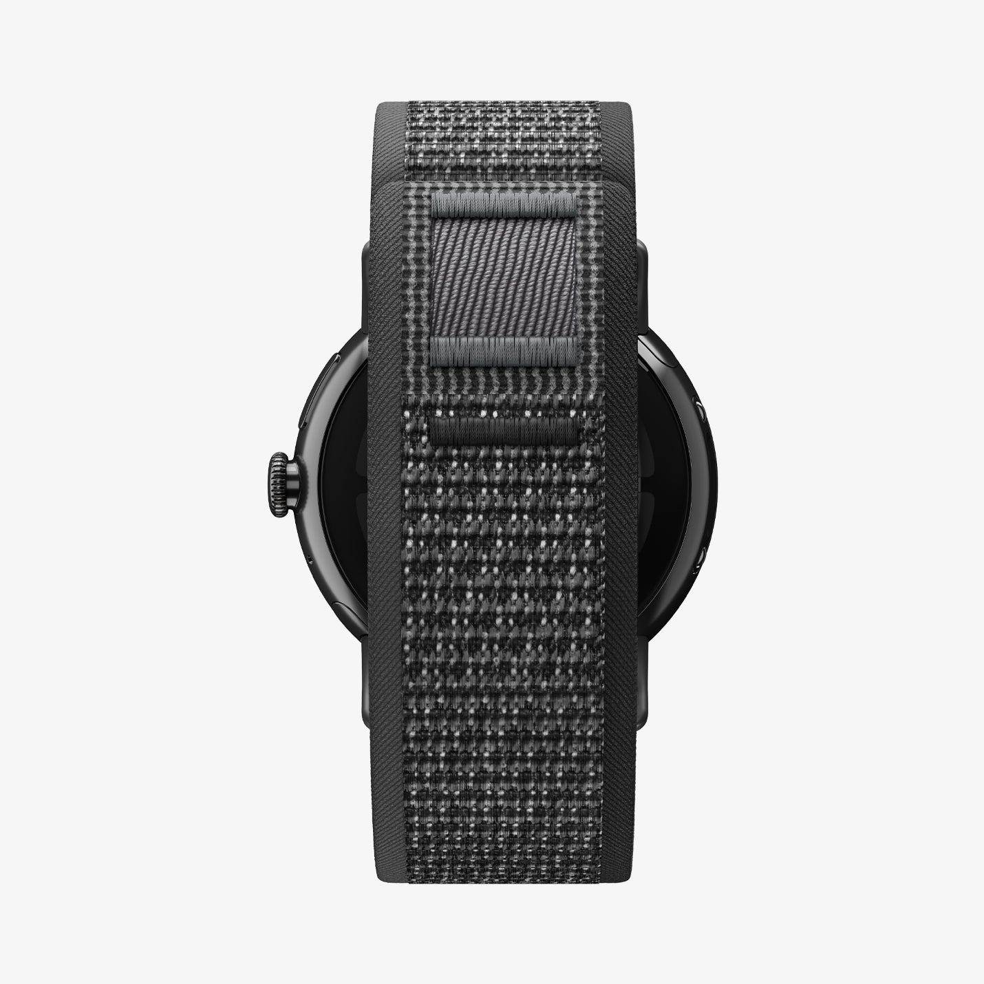 AMP11749 - Pixel Watch 5 (45mm) Athlex Air Active Black Gray rear view displaying the hook and loop closure for quick adjustment.