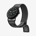 AMP11749 - Pixel Watch 5 (45mm) Athlex Air Active Black Gray three-quarter view highlighting the seamless fit and premium woven texture.