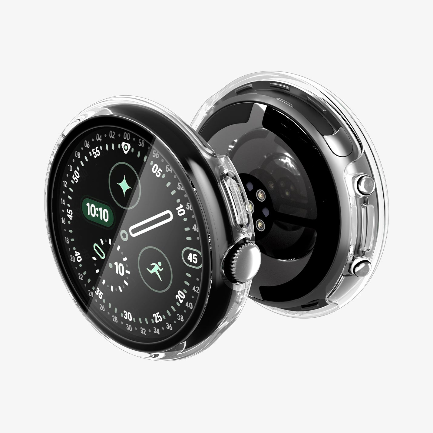 ACS11959 - Pixel Watch 5 (45mm) Thin Fit 360 Crystal Clear separated view emphasizing the snap-on installation design and integrated screen protection.