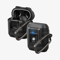 ACS09481 - GBAb Case Lock Fit in black showing the front and side for multiple earbuds with one top open