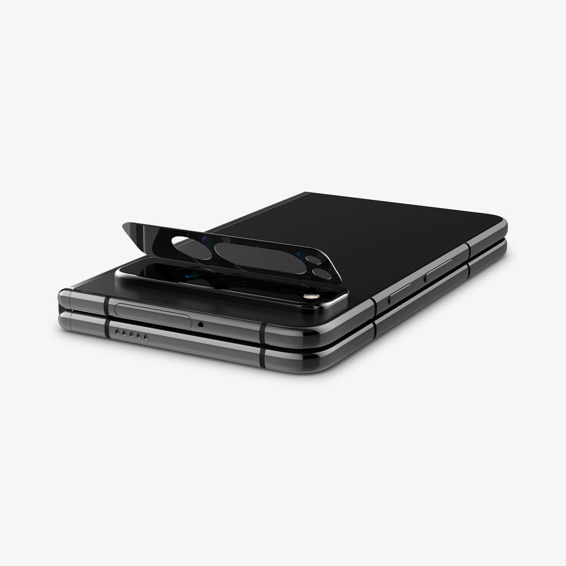 AGL06207 - Google Pixel Fold Optik EZ Fit Lens Protector showing the device, lens protector, ez fit tray and packaging