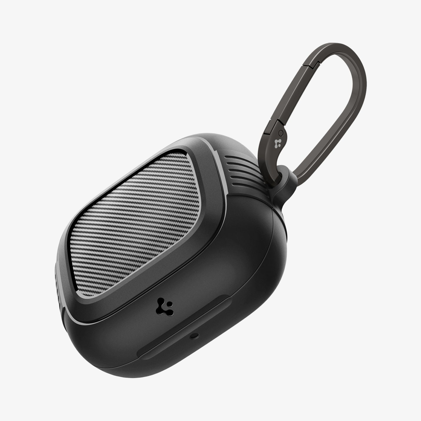 ACS09441 - Powerbeats Pro 2 Rugged armor in matte black showing the front and side with carabiner
